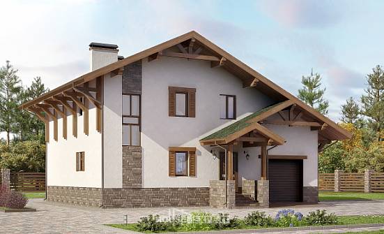 190-007-П Проект двухэтажного дома мансардой, гараж, красивый домик из кирпича Всеволожск | Проекты домов от House Expert