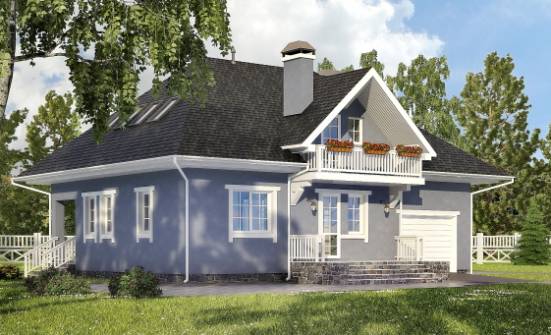 200-001-П Проект двухэтажного дома с мансардой и гаражом, уютный домик из теплоблока Бокситогорск | Проекты домов от House Expert