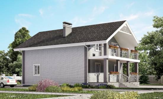 150-007-П Проект двухэтажного дома мансардой, классический загородный дом из бризолита Кириши | Проекты домов от House Expert