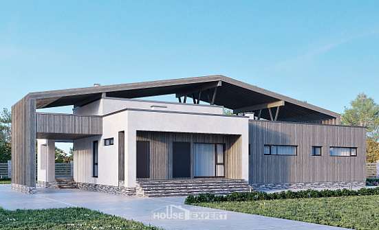 170-011-Л Проект одноэтажного дома, простой коттедж из кирпича Луга | Проекты домов от House Expert