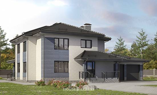 340-005-П Проект двухэтажного дома, гараж, уютный домик из газобетона Шлиссельбург | Проекты домов от House Expert