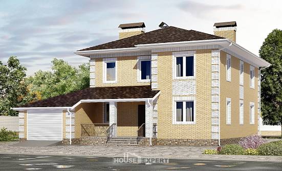 220-006-Л Проект двухэтажного дома, гараж, простой дом из бризолита Отрадное | Проекты домов от House Expert