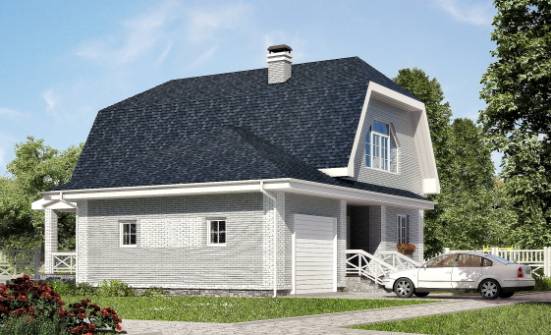 160-006-Л Проект двухэтажного дома с мансардой, гараж, простой коттедж из пеноблока Бокситогорск | Проекты домов от House Expert
