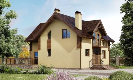 150-009-Л Проект двухэтажного дома с мансардой, компактный загородный дом из бризолита Волосово | Проекты домов от House Expert