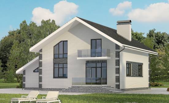 180-001-П Проект двухэтажного дома мансардный этаж, гараж, доступный коттедж из пеноблока Гатчина | Проекты домов от House Expert