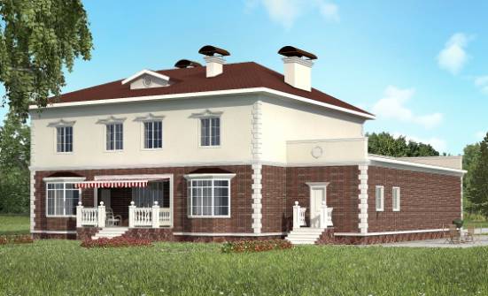 380-001-Л Проект двухэтажного дома и гаражом, огромный загородный дом из кирпича Волосово | Проекты домов от House Expert