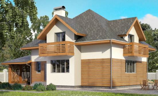155-004-П Проект двухэтажного дома мансардой, гараж, уютный дом из твинблока Подпорожье | Проекты домов от House Expert