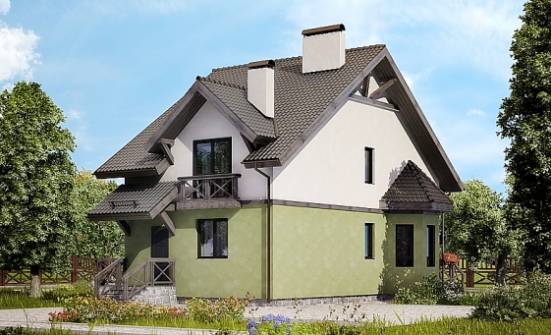 120-003-П Проект двухэтажного дома с мансардным этажом, небольшой загородный дом из керамзитобетонных блоков Гатчина | Проекты домов от House Expert
