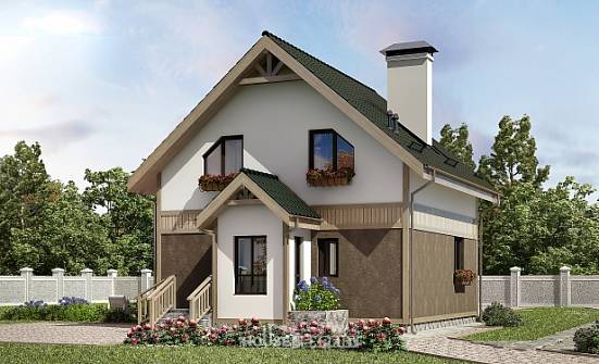105-001-Л Проект двухэтажного дома мансардой, классический домик из керамзитобетонных блоков Сосновый Бор | Проекты домов от House Expert