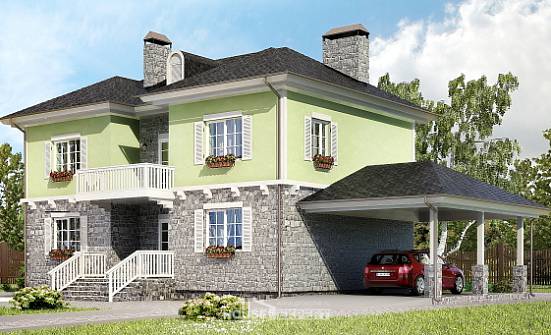 155-006-П Проект двухэтажного дома и гаражом, современный загородный дом из поризованных блоков Сертолово | Проекты домов от House Expert