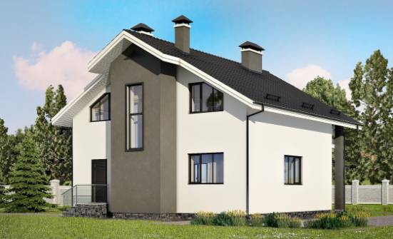 150-005-Л Проект двухэтажного дома с мансардой, простой коттедж из бризолита Шлиссельбург | Проекты домов от House Expert