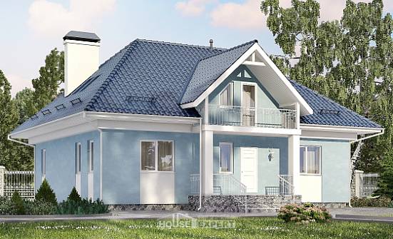 200-002-П Проект двухэтажного дома с мансардой, красивый загородный дом из твинблока Ивангород | Проекты домов от House Expert