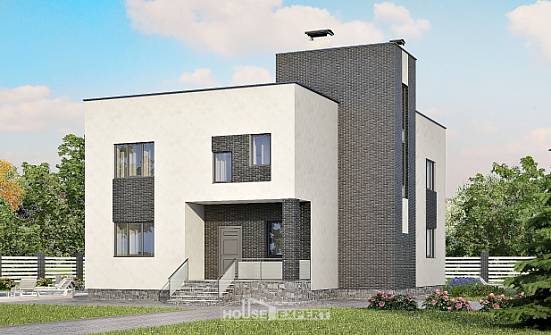 225-001-П Проект двухэтажного дома, современный коттедж из бризолита Луга | Проекты домов от House Expert