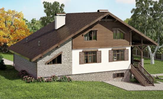 300-003-П Проект трехэтажного дома с мансардой и гаражом, уютный домик из кирпича Кириши | Проекты домов от House Expert