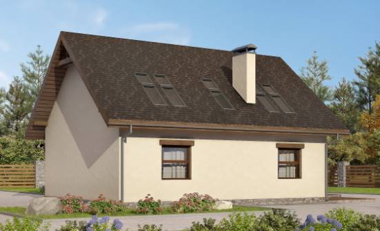 155-012-Л Проект двухэтажного дома с мансардой, скромный загородный дом из газобетона Приозерск | Проекты домов от House Expert