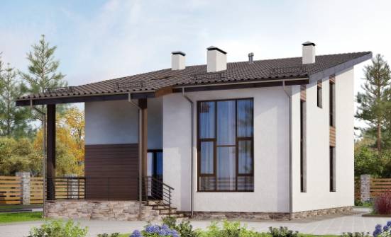 140-005-П Проект двухэтажного дома мансардой, компактный дом из твинблока Выборг | Проекты домов от House Expert