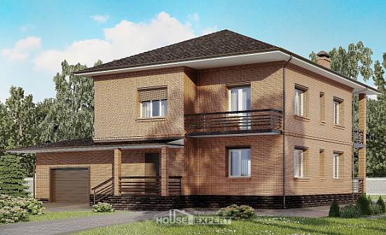 245-003-Л Проект двухэтажного дома, гараж, классический домик из кирпича СПб | Проекты домов от House Expert