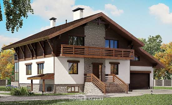 420-001-П Проект трехэтажного дома мансардный этаж, гараж, уютный коттедж из кирпича Ивангород | Проекты домов от House Expert