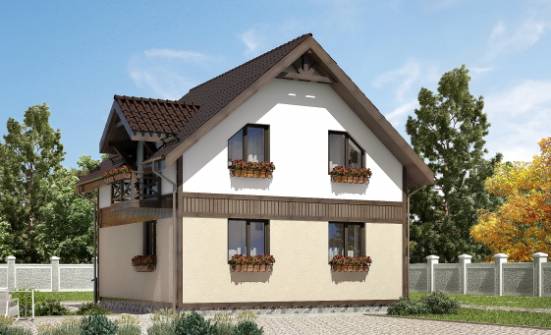 105-001-П Проект двухэтажного дома мансардный этаж, небольшой коттедж из керамзитобетонных блоков Бокситогорск | Проекты домов от House Expert