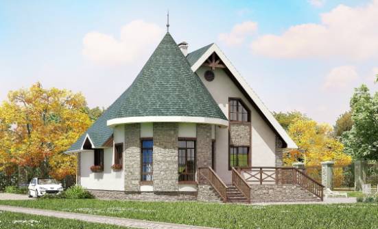 170-003-Л Проект двухэтажного дома с мансардой, классический домик из твинблока СПб | Проекты домов от House Expert