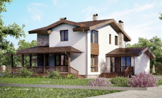 220-001-П Проект двухэтажного дома мансардный этаж, гараж, средний загородный дом из арболита Ивангород | Проекты домов от House Expert