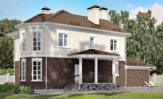 190-002-Л Проект двухэтажного дома и гаражом, средний дом из блока Приозерск | Проекты домов от House Expert