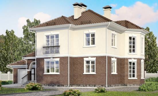 190-002-Л Проект двухэтажного дома и гаражом, средний дом из блока Приозерск | Проекты домов от House Expert
