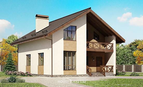 170-002-П Проект двухэтажного дома мансардой, бюджетный загородный дом из газобетона Волхов | Проекты домов от House Expert