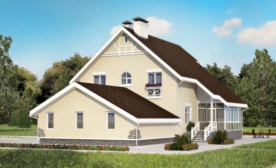 275-001-Л Проект двухэтажного дома с мансардой и гаражом, современный домик из кирпича Подпорожье | Проекты домов от House Expert