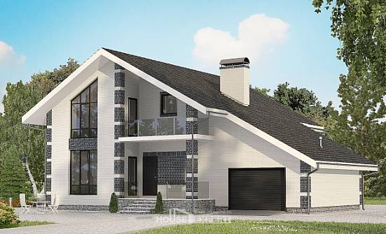 180-001-П Проект двухэтажного дома мансардный этаж, гараж, доступный коттедж из пеноблока Гатчина | Проекты домов от House Expert