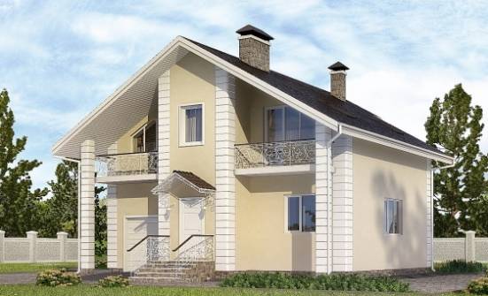 150-002-Л Проект двухэтажного дома с мансардным этажом, гараж, простой загородный дом из пеноблока Бокситогорск | Проекты домов от House Expert