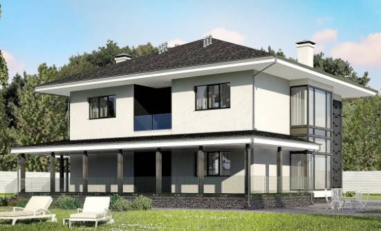 245-002-П Проект двухэтажного дома, гараж, средний домик из теплоблока Выборг | Проекты домов от House Expert