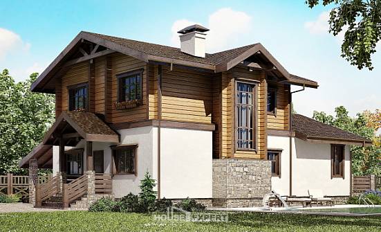 170-004-Л Проект двухэтажного дома мансардный этаж, гараж, красивый домик из теплоблока из дерева Кириши | Проекты домов от House Expert