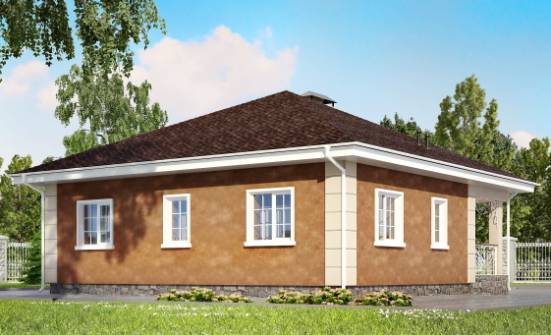 100-001-Л Проект одноэтажного дома, доступный коттедж из блока Луга | Проекты одноэтажных домов от House Expert