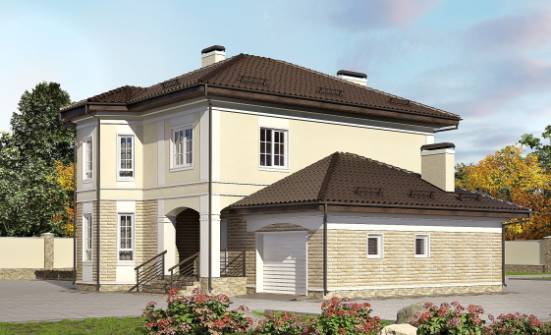 220-007-П Проект двухэтажного дома и гаражом, классический домик из кирпича Луга | Проекты домов от House Expert