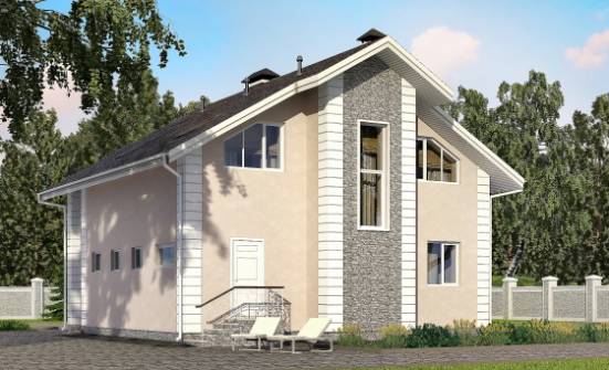 150-002-П Проект двухэтажного дома с мансардным этажом и гаражом, уютный домик из твинблока Подпорожье | Проекты домов от House Expert