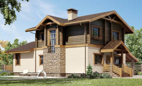 170-004-П Проект двухэтажного дома с мансардой и гаражом, уютный загородный дом из газобетона из дерева Светогорск | Проекты домов от House Expert