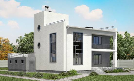 255-001-П Проект двухэтажного дома и гаражом, большой загородный дом из пеноблока Волосово | Проекты домов от House Expert