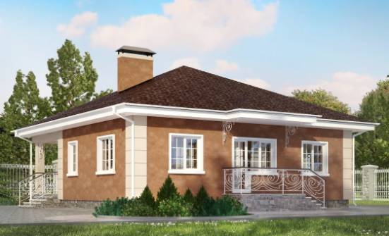 100-001-Л Проект одноэтажного дома, доступный коттедж из блока Луга | Проекты домов от House Expert