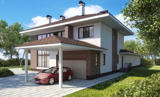 340-001-П Проект двухэтажного дома, гараж, современный дом из кирпича Тихвин | Проекты домов от House Expert