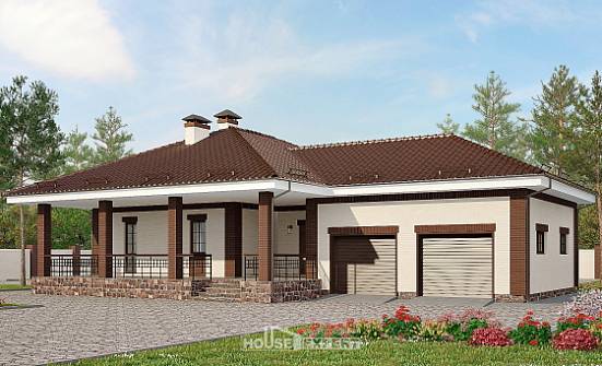 160-015-П Проект одноэтажного дома, гараж, доступный дом из бризолита Приозерск | Проекты домов от House Expert