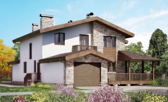 220-001-П Проект двухэтажного дома мансардный этаж, гараж, средний загородный дом из арболита Ивангород | Проекты домов от House Expert