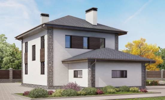 185-004-Л Проект двухэтажного дома и гаражом, красивый загородный дом из поризованных блоков Кингисепп | Проекты домов от House Expert