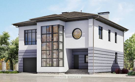 300-006-Л Проект двухэтажного дома и гаражом, большой дом из кирпича Сланцы | Проекты домов от House Expert