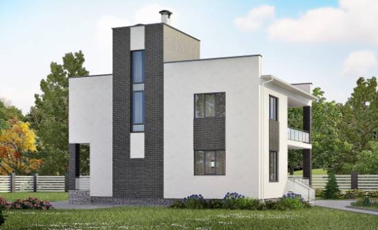 225-001-П Проект двухэтажного дома, современный коттедж из бризолита Луга | Проекты домов от House Expert
