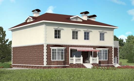 380-001-Л Проект двухэтажного дома и гаражом, огромный загородный дом из кирпича Волосово | Проекты домов от House Expert