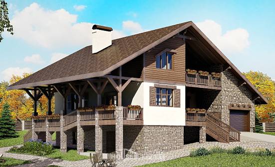 300-003-П Проект трехэтажного дома с мансардой и гаражом, уютный домик из кирпича Кириши | Проекты домов от House Expert