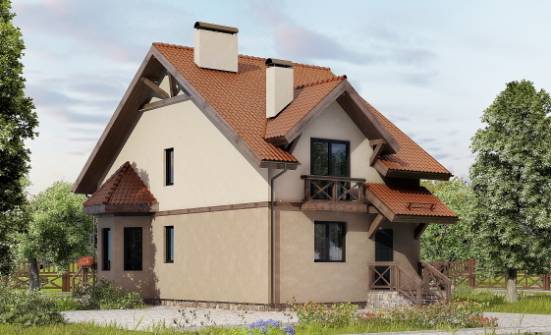 120-003-Л Проект двухэтажного дома с мансардой, классический дом из газобетона Светогорск | Проекты домов от House Expert