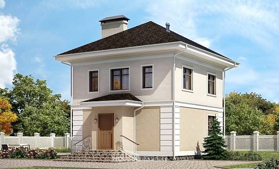 090-003-Л Проект двухэтажного дома, скромный загородный дом из блока Волхов | Проекты домов от House Expert