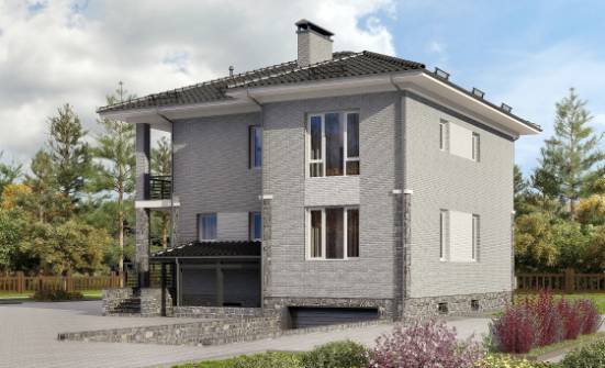 275-004-П Проект трехэтажного дома и гаражом, большой загородный дом из кирпича Шлиссельбург | Проекты домов от House Expert